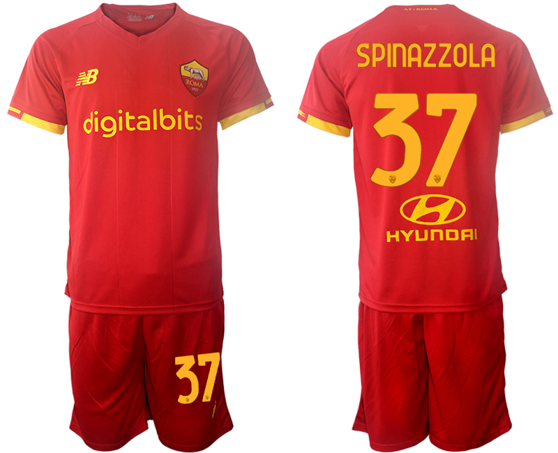 Cheap Men 2021-2022 Club AS Roma home red 37 Soccer Jersey